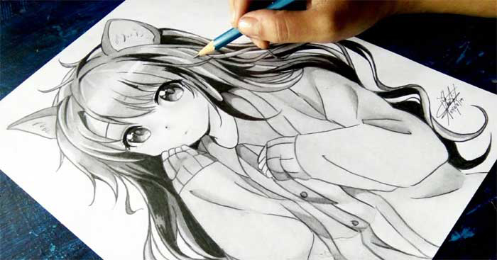 Cách vẽ khuôn mặt anime nữ đơn giản bằng bút chì