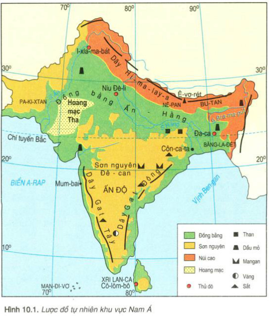 Các miền địa hình ở Nam Á và đặc điểm