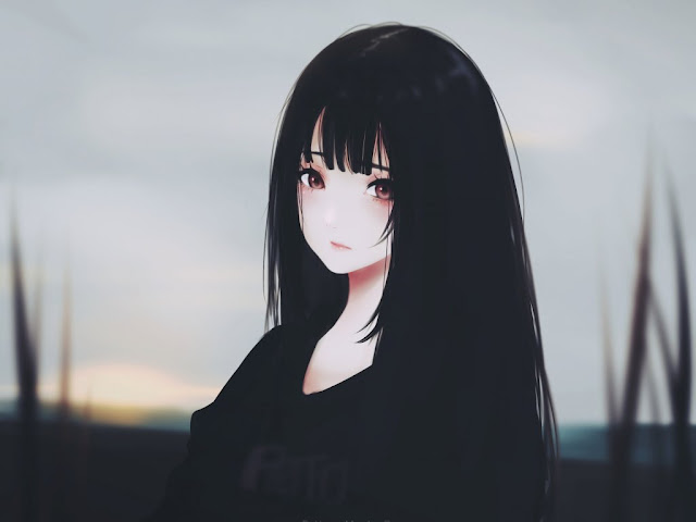 Hình ảnh Anime girl lạnh lùng đen trắng