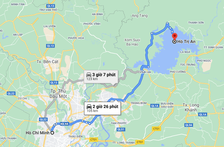 Hồ Trị An cách Sài Gòn bao nhiêu km?
