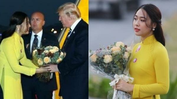 Cô gái tặng hoa cho Donald Trump khi ông thăm Việt Nam