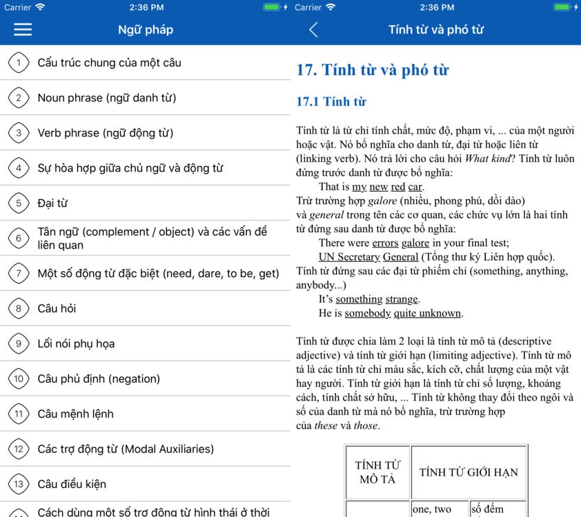 Phần mềm học tiếng Anh miễn phí – English Grammar TFlat