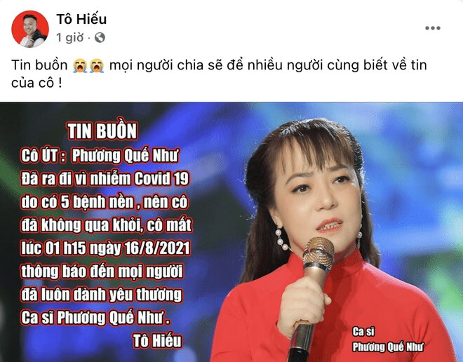 Nghệ sĩ xót thương ca sĩ Phương Quế Như mất