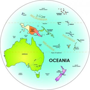 Châu Đại Dương nằm giữa hai đại dương nào?