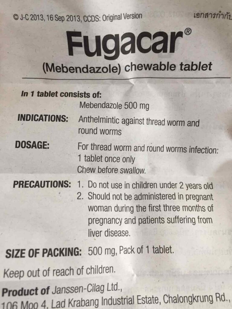Thành phần thuốc tẩy giun Fugacar