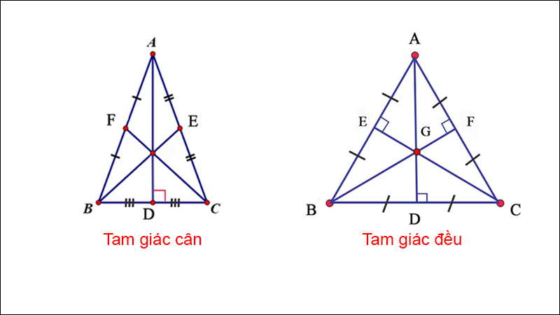 Đường trung tuyến trong tam giác cân, tam giác đều