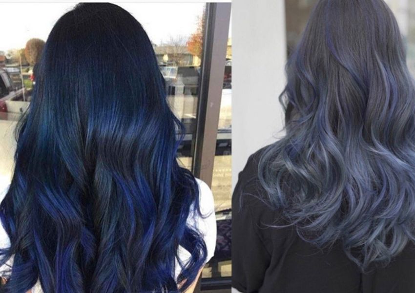 Nhuộm tóc màu xanh dương đen khói hợp da nào?